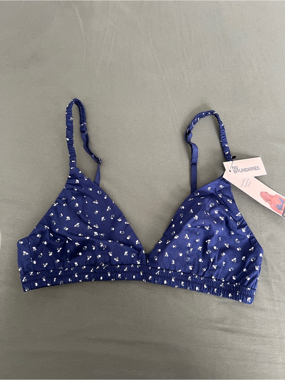 Blue Floral Wireless Bralette Size S